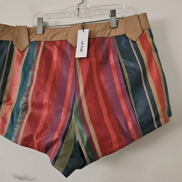 NWT Nasty Gal Real Leather Stripe Booty Shorts MSRP $292 SIZE US 10 - Picture 9 of 12